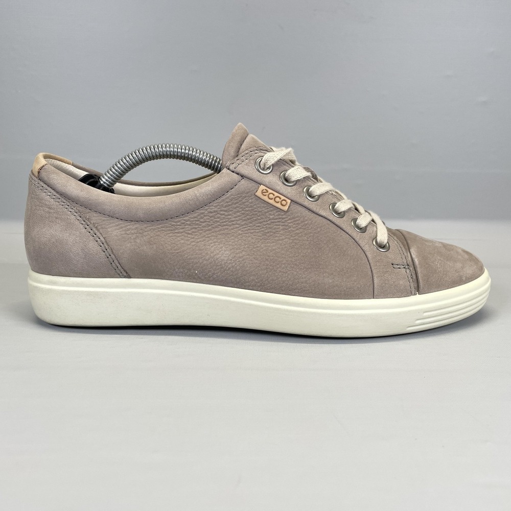 ECCO Soft 7 Shoes Womens Size 39 Gray Leather Lace Up Comfort Casual Sneakers
